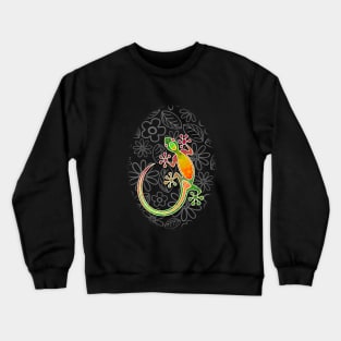 Gecko Floral Tribal Art Crewneck Sweatshirt